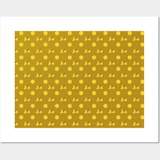 Yellow Mini Bow & Polka Dot Pattern Posters and Art